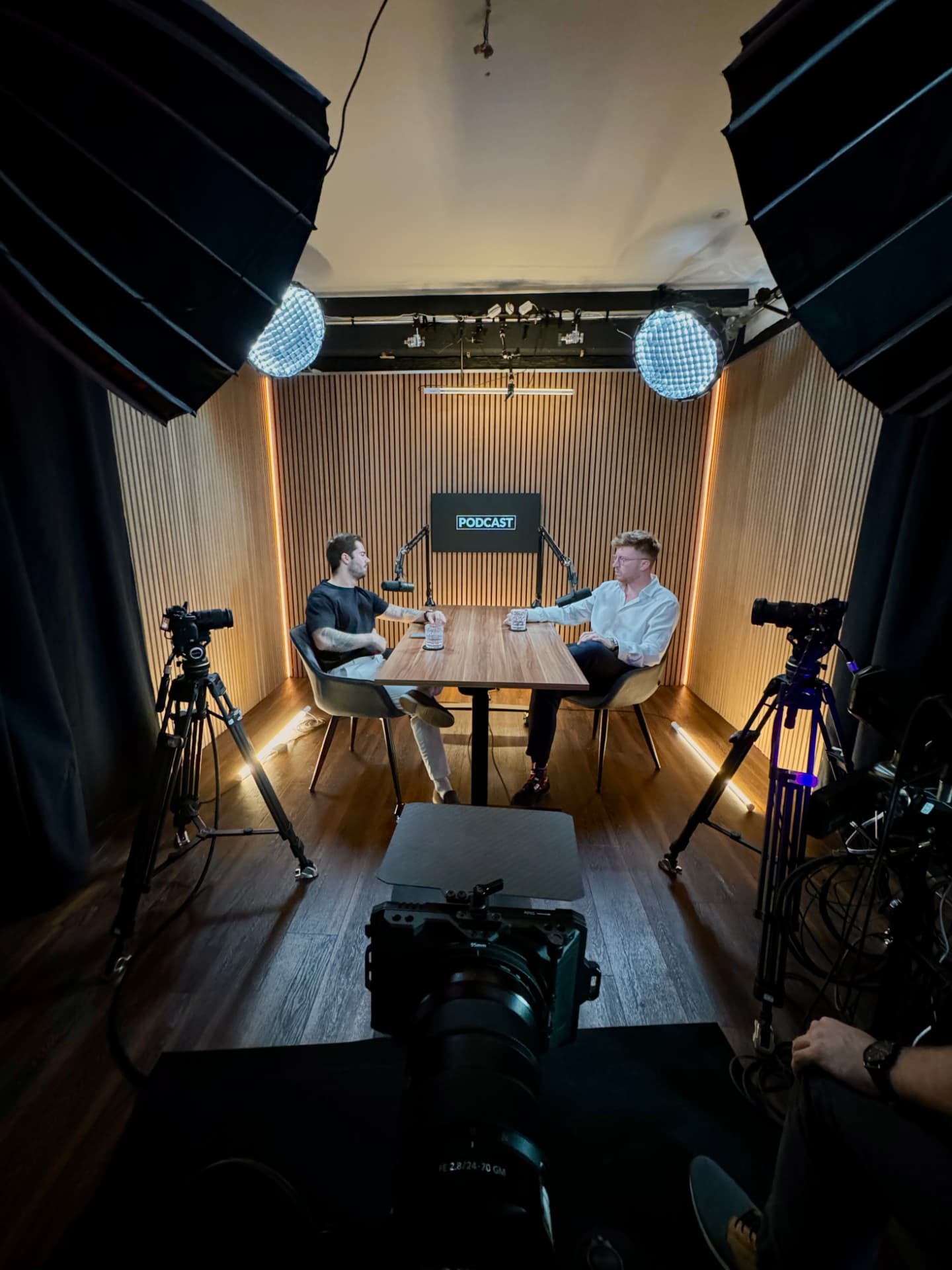 Behind the scenes of a podcast production